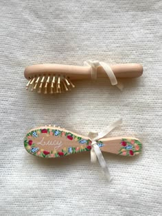 * About the hairbrush: This little hair brush is the perfect size for a toddler or child, as they learn to brush their own hair. It measures approx. 15 cm.  * Benefits: This soft brush is perfect for both grooming & relaxation. It encourages bonding with your baby, creating a relaxing and tender moment of calm together. The brush also helps reduce cradle cap in babies by gently brushing away the loose scales.  * Age suitability: The brushes are perfect toddlers and children.  * Perfect for gifting: Every brush is lovingly hand painted and customised with baby's name. Perfect for a timeless gift that baby won't outgrow any time soon!  * About the paint: The brushes are hand painted with acrylic paint. Therefore, they are not a toy, and must not be given to baby to play with (as we know they Personalized Hair Brush, Baby Hair Brush, Cradle Cap, Brush Painting, Timeless Gifts, Name Gifts, Baby Gift Sets, Toddler Hair, Gifted Kids