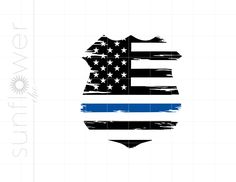 an american and blue line flag on a white background