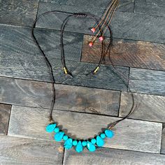 This Turquoise Necklace Features Teardrop And Round Turquoise Gemstones In A 1mm Waxed Cotton Cord. Finished With A Sliding Macram Knot To Adjust To Your Fit, Can Be Wear As A Choker! Necklace Length 26” Bohemian Turquoise Necklace With Adjustable Cord, Handmade Adjustable Blue Turquoise Necklace, Everyday Bohemian Blue Beaded Necklace, Everyday Blue Bohemian Beaded Necklace, Adjustable Turquoise Necklace With Cord, Artisan Turquoise Necklace With Adjustable Cord, Turquoise Necklace With Sliding Knot For Gift, Turquoise Necklace With Adjustable Cord, Turquoise Bohemian Necklace With Adjustable Length