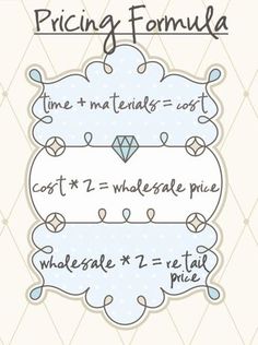 the pricing formula is shown in blue and white, with diamonds on it's sides