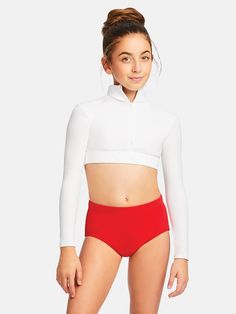 PRICES MAY VARY. Turtleneck crop top Not lined Zipper can be worn in front or back Fitted. Recommended care: Machine wash cold, delicate cycle and hang dry Turtleneck Crop Top, Jazz Pants, Girls Turtleneck, Turtle Neck Long Sleeve, Gymnastics Pictures, Turtle Neck Crop Top, Turtleneck Long Sleeve, Cycling Workout, Neck Crop Top