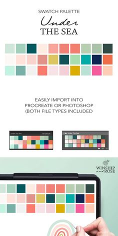 the color palette is displayed on an ipad screen and it's full text description