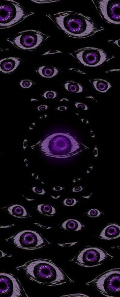 an abstract purple and black background with lots of small circular objects in the shape of eyes