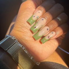 25 Cute Olive Green Nail Designs Mom's Got the Stuff Green And White French Tip, Nails Green French Tip, Almond Nails Green, Olive Green Nail Designs, Nails Green French, Olive Green Nails, White French Tip Nails, Green French Tip, Dark Purple Nails