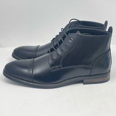 New Without Box Please See All Pictures As Part Of Description. Ships Fast! Boots Mens, Leather Cap, Men's Shoes, Shoe Boots, Oxford, Black Leather, Size 10, Lace Up, Man Shop