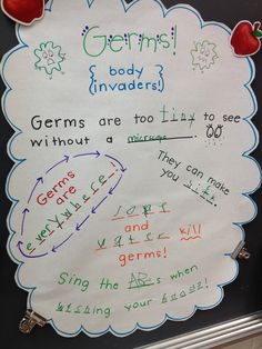 a sign that says germs, body invaders and germs are too little to see