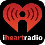 the i heart radio logo is shown on a black background with a red heart in the center