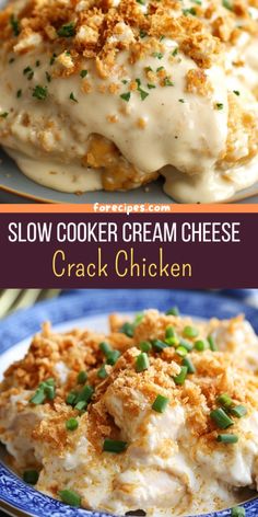 Slow Cooker Cream Cheese Crack Chicken Chicken Recipes With Cream Cheese, Recipes Using Cream Cheese, Chicken And Cheese Recipes, Chicken Crockpot Recipes Easy, Easy Crockpot Dinners, Easy Crockpot Chicken, Cream Cheese Chicken, Chicken Slow Cooker Recipes, Cream Cheese Recipes