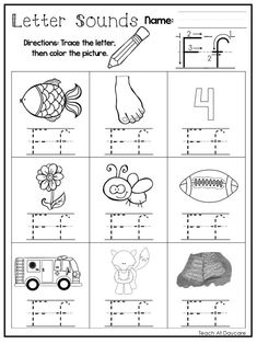 letter sounds worksheet with pictures to help kids learn how to read the letters