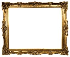 an old gold frame with ornate carvings on the edges, isolated against a white background