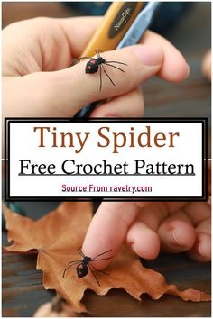 a person is holding a pencil in their hand and the text reads tiny spider free crochet pattern