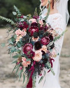 a woman holding a bouquet of flowers on her wedding day with instagrams below