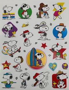 the peanuts stickers are all different colors and sizes