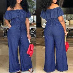 Asos Jumpsuit, Inspirational Clothing, Denim Shorts Outfit, Afrikaanse Mode, Wide Leg Romper, Off Shoulder Jumpsuit, Loose Jumpsuit, Long Romper, Elegante Casual