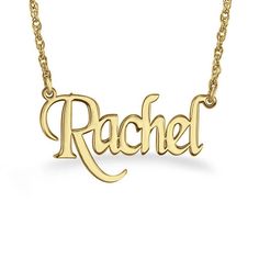 The style is in the spelling! Perfect for the one you love, her name, up to nine characters in length, is spelled out in a fun and pretty script font. This sleek necklace is a custom look just for her! Polished to a brilliant luster, this charming name necklace suspends from an rope chain that secures with a spring-ring clasp. Sterling silver chains measure up to 20.0 inches in length, with additional closure rings at 16.0 and 18.0 inches. Gold chains measure up to 18.0 inches in length, with an Customized Signature Nameplate Necklace, Classic Customized Name Necklace For Mother's Day, Customized Classic Name Necklace For Mother's Day, Elegant Letter-shaped Necklaces With Names, Classic Initial Pendant Name Necklace, Customizable Classic Name Necklace For Birthday, Classic Customized Name Necklace For Birthday, Classic Customized Nameplate Necklace, Elegant Engraved Letter Name Necklace