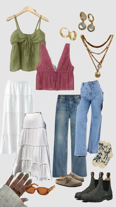 #granolagirlaesthetic #granola #outfitinspo Summer Picnic Outfit Aesthetic, Christian Boho Outfits, Hippie Granola Outfits Summer, Granola Outfit Aesthetic, Granola Skirt Outfit, Clairo Outfits Concert, Granola Going Out Outfit, Costal Granola Girl, Clairo Outfits Aesthetic