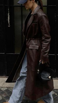 Street Style 2023, Style 2023, Leather Coat, Athleisure, Autumn Fashion, Street Style, My Style, Leather