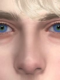 a close up of a person with blue eyes