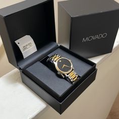 Brand New Luxury Movado Watch Modern Chronograph Diamond Watch As Gift, Modern Analog Jewelry And Watches For Gift, Modern Analog Jewelry And Watches Gift, Modern Polished Finish Watches For Gift, Modern Diamond Watch For Gift, Movado Womens Watch, Movado Mens Watches, Watch Packaging, Movado Watch