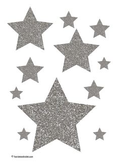 silver glitter stars on white background