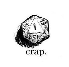 a black and white drawing of a d20 crap dice with the word crap written on it