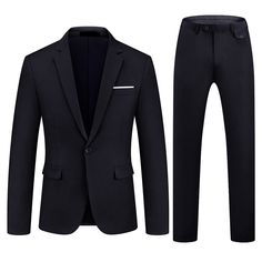 Mens Slim Fit 2 Piece Suit One Button Solid Blazer Jacket & Pants Business Wedding Party Blazer Pants Set, Party Jacket, Mens Business, Party Jackets, Business Pants