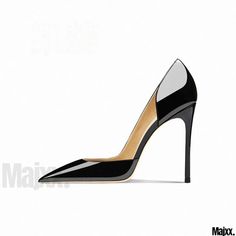 Classic Pointed-Toe Black Patent Leather High Heels with Side Cutouts Pin Interest, Super High Heels, Shoe Sole, Leather High Heels, Patent Leather Heels, High Heel Pumps, Black Patent Leather, Leather Heels