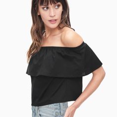 Nwt Splendid Tropic Off Shoulder Top, Size Xl Color: Black Wrap Around Neckline Gathered Overlay Boxy Silhouette 97% Cotton 3% Spandex Slight Stretch Dry Clean Only Length From Shoulder: 16in ** Casual Off-shoulder Crop Top For Night Out, Trendy Black Off-shoulder Tops, Spring Cropped Off-shoulder Top For Night Out, Casual Off-shoulder Top For Night Out, Casual Black Off-shoulder Top, Black Off-shoulder Crop Top For Night Out, Chic Black Stretch Off-shoulder Top, Chic Black Off-shoulder Top For Summer, Chic Cotton Crop Top For Night Out