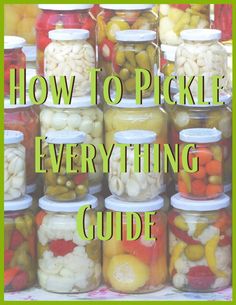 jars full of pickles and beans with text overlay reading how to pickle everything guide