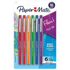 paper mate felt tip markers, assorted 6 / pkg - multicolor