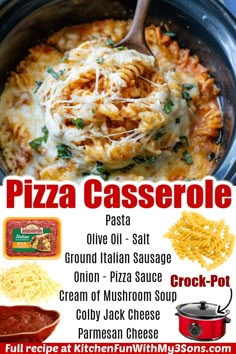 an advertisement for a pasta casserole recipe