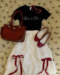 Romantic Style Aesthetic Outfits, Cherry Girl Aesthetic Outfit, Coquette Americana Outfits, Vintage Americana Aesthetic Outfit, Americana Aesthetic Outfit, Lana Concert, Elegance Dress, Talk Shows