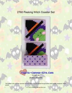 a cross stitch pattern with two witches on it