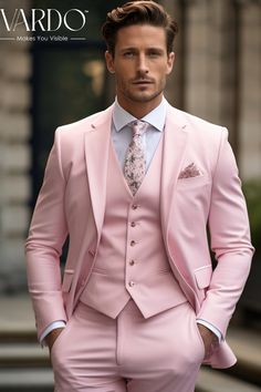 >>ORIGINAL ARTWORK AND CONTENT, PLEASE DO NOT COPY<< Men Suits, Suits For Man, Elegant Light Pink Three Piece Suit for Men - Stylish Wedding Attire, Formal Attire, Formal piece Wedding Suit, Double Breasted, Formal Fashion Slim Fit Suit. Elevate your style with our exquisite Light Pink Three Piece Suit for men. This stunning ensemble is designed to make you stand out on your special day. Crafted with precision and attention to detail, this suit exudes sophistication and class. 👔 Suit Includes: A tailored light pink blazer Matching vest Coordinating trousers Our light pink wedding suit is perfect for grooms, groomsmen, or any formal event where you want to make a lasting impression. The high-quality fabric ensures comfort while maintaining a sharp and modern look. Key Features: ✨ Impeccabl Tailored Three-piece Suit With Notch Lapel For Ceremony, Fitted Pink Wedding Suits, Pink Fitted Wedding Suit, Bespoke Wedding Suit With Notch Lapel, Bespoke Tailored Wedding Suits, Bespoke Notch Lapel Wedding Suit, Pink Notch Lapel Suits For Groom, Bespoke Custom Fit Wedding Suit, Pink Tuxedo Suit For Groom