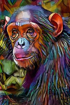 a painting of a monkey with many colors