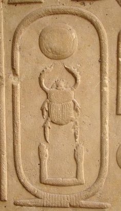 an ancient egyptian relief depicting a bug and its surroundings