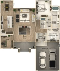 the floor plan for a two bedroom, one bathroom apartment with an attached living room and kitchen