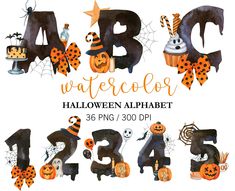 Watercolor Halloween Alphabet en 2024 | Canvas, Stencils, Clip . #Halloween_Party_Design #Halloween_Alphabet #Halloween_Parfait #Halloween_Font