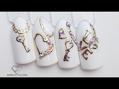 Transfer Foil Nail Art, Chain Nails, Nail Art Gold, Nail Video, Bow Nail Designs, Nails Pendant, Nails Necklace, Foil Nail Art