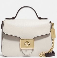 Coach Cassidy Top Handle Crossbody Leather  Color Chalk Oxblood 193971255897 | eBay Classic White Shoulder Bag With Turn-lock Closure, Elegant White Bag With Turn-lock Closure, White Rectangular Bag With Turn-lock Closure, White Crossbody Bag With Turn-lock Closure, White Top Handle Shoulder Bag With Turn-lock Closure, Coach Top Handle Satchel With Adjustable Strap, Chic White Shoulder Bag With Turn-lock Closure, Leather Cream Bags With Turn-lock Closure, Cream Leather Bag With Turn-lock Closure