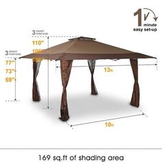 an image of a gazebo with measurements for it