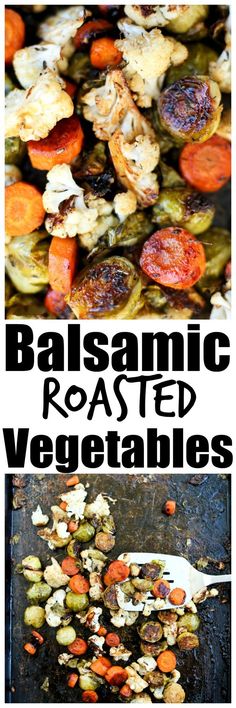 roasted vegetables on a grill with text overlay that reads balsamic roasted veggies