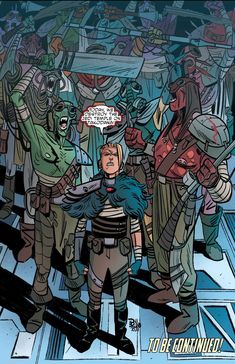 an image of a comic character surrounded by aliens and other characters, with the caption'to be contammed '