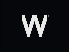 the letter w is made up of white squares on a black background, and it appears to be pixelated