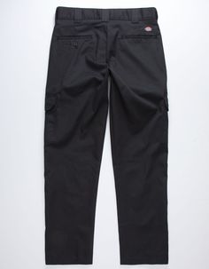 Dickies Brush Twill cargo pants. Solid pants in a brush twill construction. Slant hand pockets. Dickies label on back right. Dual cargo pockets on outer legs. Welt pocket above right cargo pocket. Straight leg. Back welt pockets with one button closure on left. Button waist. Zip fly. Approx. outseam: 41.5". Approx. inseam: 30". 65% polyester/35% cotton. Machine wash. Imported. Mens Cargo Pants, School Pants, Dickies Pants, Mens Cargo, Cargo Pocket, Cargo Pants Men, Welt Pockets, Welt Pocket, Cargo Pants