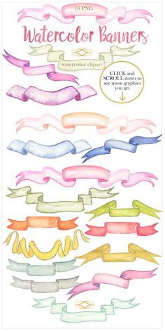 watercolor banners with different colors and sizes