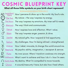 the cosmic blueprint key is shown in pink and black, with words above it