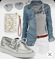 Outfits Primavera, Boating Outfit, Mode Casual, Silver Shoes, 가을 패션, Spring Looks, Clueless, White Pants