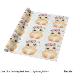 a wrapping paper with an image of a cat wearing a flower crown on it's head