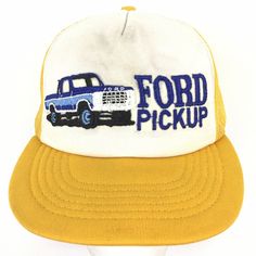 Vintage 80's Ford Pickup Truck Cap 4X4 Off Road Block Spell Out Logo Mesh Foam Snap Back Trucker Baseball Hat BUY IT NOW! Please feel free to ask any questions you have about this item, I am here to make sure you are happy with your purchase. #HAT44 Vintage Yellow Trucker Baseball Cap, Vintage Yellow Baseball Cap Trucker Hat, Vintage Yellow Trucker Hat, Yellow Vintage Trucker Hat, Vintage Yellow Snapback Trucker Hat, Vintage Yellow Snapback Baseball Cap, Vintage Adjustable Trucker Baseball Cap, Vintage Adjustable Trucker Hat Baseball Cap, Vintage Adjustable Trucker Hat Snapback